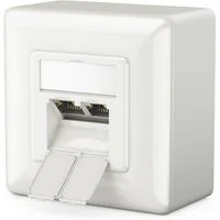 deleyCON deleyCON 1x CAT6 Netzwerkdose 2x RJ45 Port Geschirmt Aufputz Netzwerk-Adapter