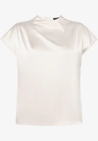 zero - Satinbluse mit Stehkragen eggnog - Gr. - 34
