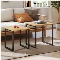 HOMCOM Couchtisch Wohnzimmertisch mit Metallrahmen (Kaffeetisch, 2-St., Satztisch), modernes Design