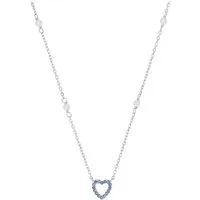 Amor Kette mit Anhänger Herz, Trachtenschmuck, Volksfest, mit Stein (synth) - mit Muschelkernperle