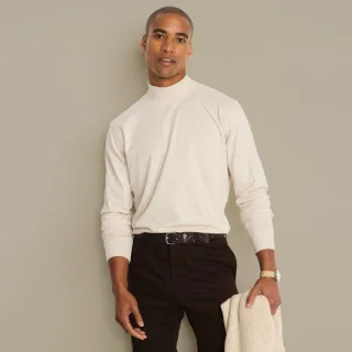 Super-T Stehbundshirt, Classic Fit, Herren,  Weiß, Baumwolle, by Lands' End