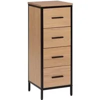 EUGAD Hochschrank (1-St) mit 4 Schubladen aus Metall + Holzwerkstoff, 30x82x30 cm