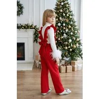 Parla Kids Overall Jumpsuit in Rot mit Volantschultern und Haarspange