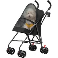 JEOBEST Hundebuggy Pets, Faltbarer Hundewagen, Katzenbuggy für kleine Hunde Katzen, Moskitonetz, Becherhalter