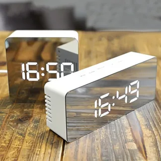 Digoo Wireless USB Mirror Alarm Clock LED Digital Therometer Temperature Night Mode Black DG-DM1