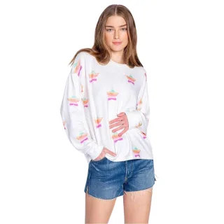 PJ Salvage - Pullover für Damen, Sweatshirt-Stoff, leger (Naturweiß)