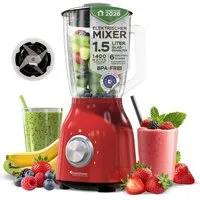 TurboTronic by Z-Line Standmixer 1400 Watt Smoothie Maker1,5l Glas Hochleistungsmixer 6 Klingen, 4 Geschwindigkeiten, Pulse, BPA-frei, Nachfüllöffnung, Saugfüße