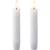 Lumineo LED-Kerze, Timer, warmweiß, LED Kerzen 14,5cm mit Timer Wachs 2 Stück Weiß / Warmweiß