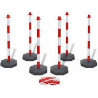 BruKa Absperrpfosten 6 Stück Flexible Pfosten mit 10 Meter Kette Kunststoff Poller (6-tlg), Absperrkette Absperrung