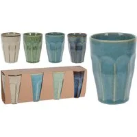 Koopman Becher Mug Kaffeebecher 330 ML Porzellan Bunte Farben 4/8/12 St., 4-tlg., Porzellan, 4 Becher, 330ml Becher, 4 Farben, Porzellan, Trinkbecher