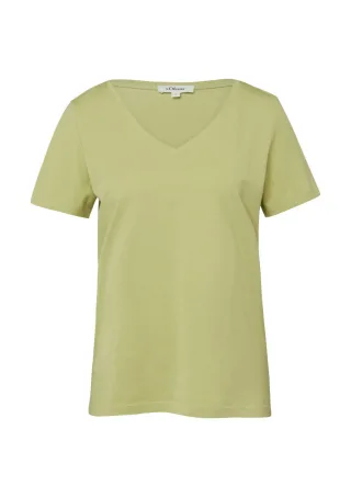 s.Oliver Red Label - Basic T-Shirt mit V-Ausschnitt grün - Gr. - 44