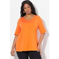 Ulla Popken T-Shirt T-Shirt A-Linie V-Ausschnitt Halbarm Pima Cotton