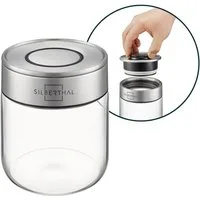 SILBERTHAL Vorratsglas 400ml, Vorratsdose mit Klickdeckel, Glas, Edelstahl, (Einzeln, 1-tlg), Luftdicht & Mottensicher