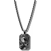 CRBNCNCPT Kette mit Anhänger Carbon Dog Tag Anhänger mit schwarzer Edelstahl Kette Herren Halskette