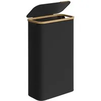 SONGMICS Wäschekorb, mit Deckel, 65 L, herausnehmbarer Wäschesack, Griffe aus Bambus