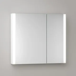 KEUCO Royal Atlas LED Spiegelschrank 80 x 71 x 12,7 cm mit 2 Türen, asymmetrisch, Aufputz 211201450032