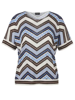 VIA APPIA DUE - T-Shirt Rundhals 1/2 Arm Druck mocca multicolor - Gr. - 50