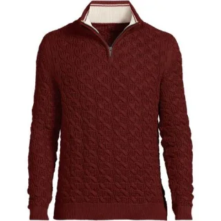 Strukturierter Drifter Pullover mit Reißverschluss, Herren,  Orange, Baumwolle, by Lands' End