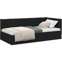 vidaXL Bett Eckbettgestell mit Kopfteil Schwarz 90 x 190 cm Stoff (1-tlg)