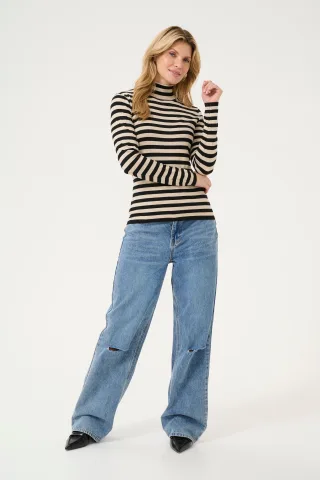 Langarm-Shirt Tight fit Feather Grey Mel./Black Stripe grey white