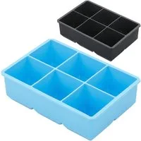 CEPEWA Eiswürfel-Steine Eiswürfelform 2er Set 17x5x12cm Silikon schwarz blau 6 XL Würfel
