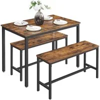 VASAGLE Essgruppe Esstisch mit 2 Bänken, 3er-Set, (3er-Set, 3-tlg., Esstisch mit 2 Bänken), Küchentisch 70 x 110 x 77 cm, 2 Bänke je 30 x 97 x 50 cm