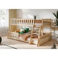 Kids Collective Etagenbett Hochbett Kinderbett 90x200/120x200 cm Rausfallschutz & Lattenrost, Mit Leiter, massives Kiefernholz, Natur