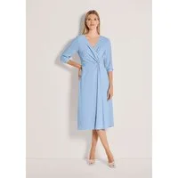 MADELEINE Midikleid Midikleid mit eleganter Drapierung Sommerkleid mit V-Ausschnitt, Knielänge und 3/4-Arm