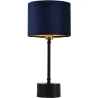 lux.pro Tischleuchte, ohne Leuchtmittel, »Deventer« Schwarz/Kupfer, Schirm aus blauer Flanell 1xE14