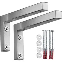 SO-TECH® Wandregalhalter Wandkonsole in L-Form robuste Regalkonsole zur Wandmontage, 2-tlg., 300 x 150 x 30 mm, Waschtischkonsole Edelstahl gebürstet