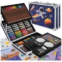 MAALEO Malstift Astronaut Malset im Koffer 145-teilig Kreativset Kinder Zeichnen Malen, (Künstler-Malset für Kinder, 145-tlg., 145-teiliges Malset im Koffer mit Farben, Stiften und Zubehör), 145-teiliges Astronauten-Malset im Koffer mit umfangreichem