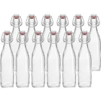 Bormioli Rocco Einmachglas Flasche Swing 0,5l, 12 Stück, Glas, Metall, (Set, 12-tlg), mit Bügelverschluss