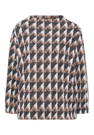 FRANK WALDER - Strickpullover CARAMEL CHIC in Jaquard-Dessin caramel/schwarz/ecru - Gr. - 42