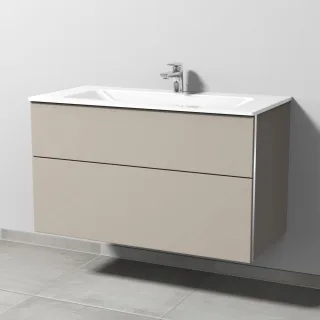Sanipa 3way Glas-Set Glas-Waschtisch und Unterbau mit 2 Auszügen, Kaschmir-Matt BP2041U
