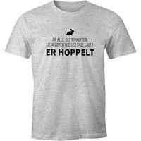 MoonWorks Print-Shirt Herren T-Shirt Spruch an alle die wissen wie der Hase läuft - er mit Print