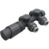ELEGANT Designheizkörper Heizkörperthermostat Multiblock set Heizkörper Weiß/Anthrazit/Chrom, Anschlussgarnitur Thermostatventil Heizung 50mm G 1/2"