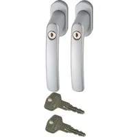 ABUS Fenstergriff ABUS FG200 Weiß, Braun, Silber, SB abschließbarer Fenstergriff, 2er Set silber, abschließbar, Kindersicherung