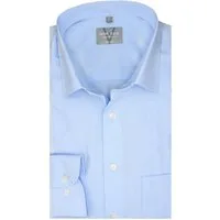 MARVELIS Businesshemd Comfort Fit, Bleu, Chambray, Bügelfrei, New Kent Kragen Regular Langarm 64cm, 100% Baumwolle