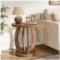 Tribesigns Beistelltisch 50 cm runder Sofatisch mit Stauraum, Nachttisch im Landhausstil