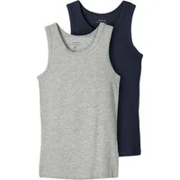 Name It Unterhemd NKMTANK 2P für Jungen mit Rundhals und elastischem Tragekomfort (Packung, 2-St) normal, Jersey, eingefasste Kante, Rundhals