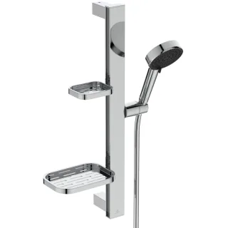 Ideal Standard Brausekombination Idealrain Alu+ mit 2-fach-Handbrause und 2 Ablagen Chrom, BD586AA BD586AA