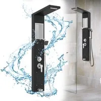 FIVMEN Duschsystem Duschpaneel aus Edelstahl mit Ablage und Armatur Duschsäule Duschset, 5 Duschmodi Massagedusche, Wasserfalldusche, Handbrause Duschset