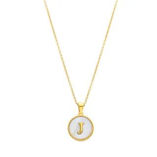 Luxenter-Halskette aus weißem Perlmutt in 18 Karat Gelbgold - Alphabet