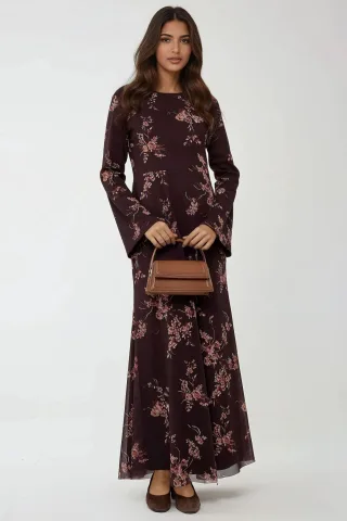 Blumenmuster Modest Kleid
