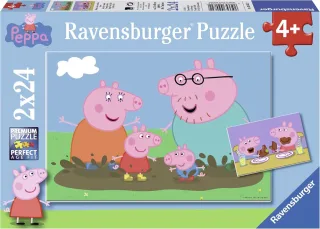 Ravensburger Puzzle 09082 - Peppa Pig: Glückliches Familienleben [2 x 24 Teile]