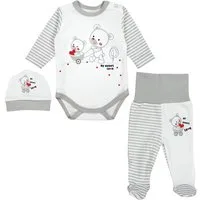 TupTam Langarmbody Baby Mädchen Jungen Bekleidungsset Langarmbody Hose Mütze mit Spruch