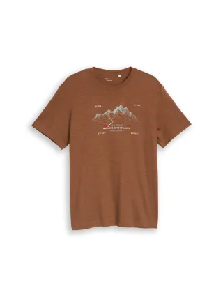 Tom Tailor - T-Shirt mit Print brown olive injected stripe - Gr. - XXL