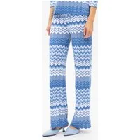 Passioni Strickhose in blau mit ZickZackmuster Blau gestreifte Strickhose mit weit geschnittenem Bein