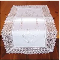 matches21 HOME & HOBBY Tischdecke Tischläufer CORA Spitze & Stickerei Landhausstil Polyester 40 x 90 cm (1-tlg), Pflegeleicht & waschbar bei 30 °C