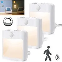 Sunicol LED Schreibtischlampe Dimmbar LED Nachtlicht mit Bewegungsmelder, Steckdose Nachtlampe, 3 Modi Auto EIN/AUS Warmweiß Treppen Licht Steckdosenlicht